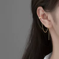 S925 Tremella Line Женская корейская версия свежий полый бриллиант с поперечными зажимами для ушей длинные ювелирные изделия G9247