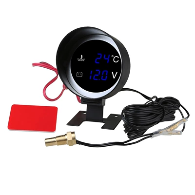 Cross-border circular cylinder water temperature gauge 12V24V for cars, trucks, and construction vehicles, modified instrument for water temperature and voltage measurement (automobile instrument)