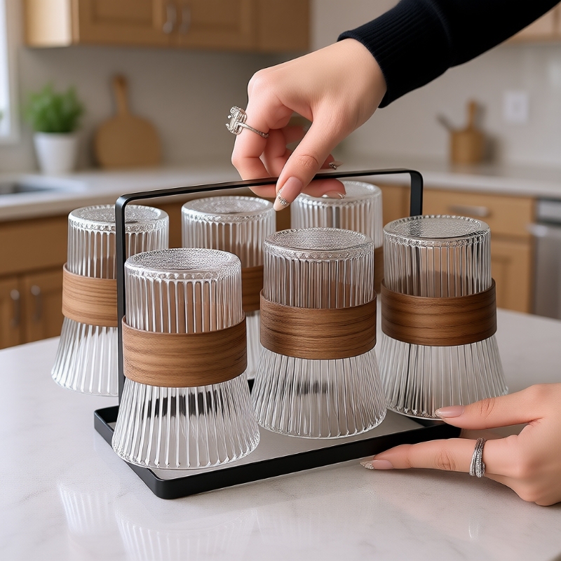 High-Appearance Value Instagram-Style Waist-Shaped Accordion Cup Coffee Cup Tea Cup Anti-Scalding Insulated Cup Holder Set Glass Cup High-Appearance Value Instagram-Style Waist-Shaped Accordion Cup Coffee Cup Tea Cup Anti-Scalding Insulated Cup Holder Set Glass Cup