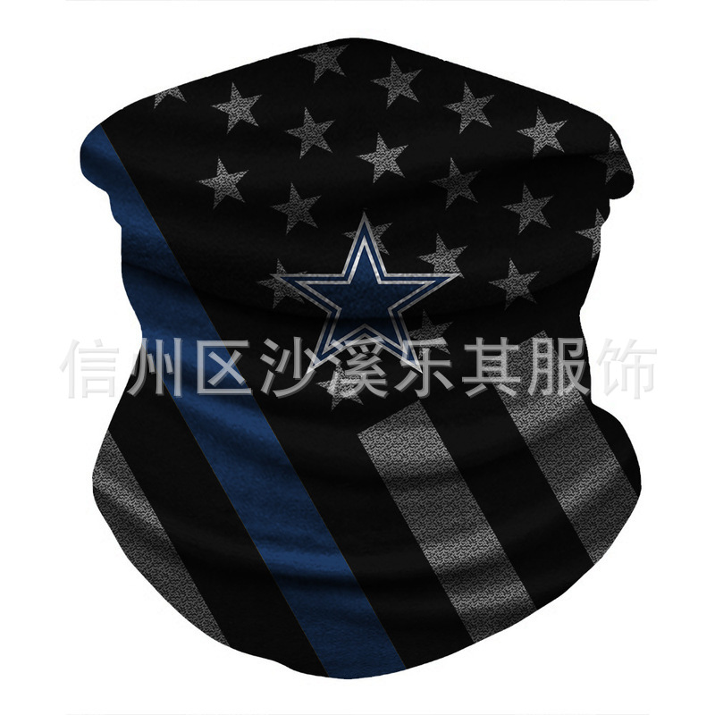 Máscara de impresión digital 3D para equipos de la NFL europeos y estadounidenses Montar al aire libre a prueba de polvo, protección solar, máscara deportiva a prueba de viento, se puede fijar Zhi