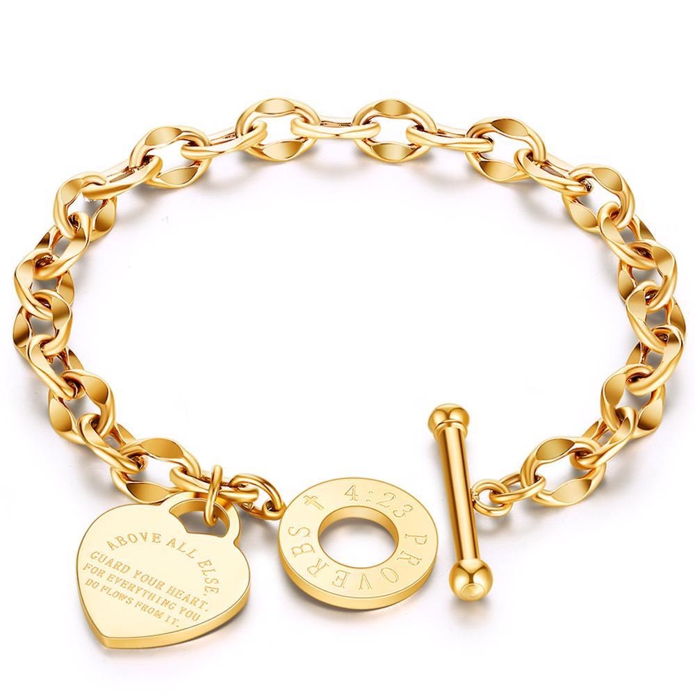 Nueva pulsera de acero de titanio estilo INS con diseño de nicho para mujer, pulsera con hebilla OT en forma de corazón, pulsera de acero inoxidable con forma de corazón, joyería de lujo ligero.