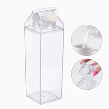 现货网红透明PS方形牛奶杯500ML750ML1000M水杯L热销塑料牛奶盒