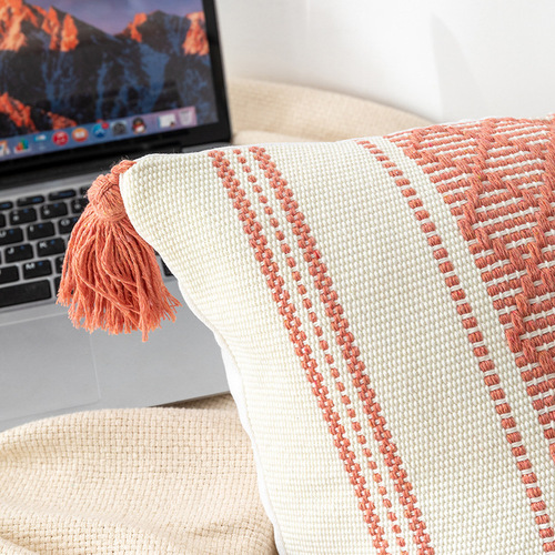 Cross-border ins Amazon Bohemian tassel cotton braided pillow case living room sofa model room pillow core