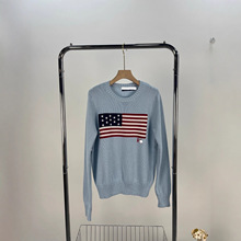 跨境可扫码高品质R~L秋冬毛衣棉圆领国旗图案长袖针织衫女上衣