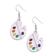 欧美新款创意马克笔彩绘耳钩卡通耳环女彩色调色画板耳坠厂家批发