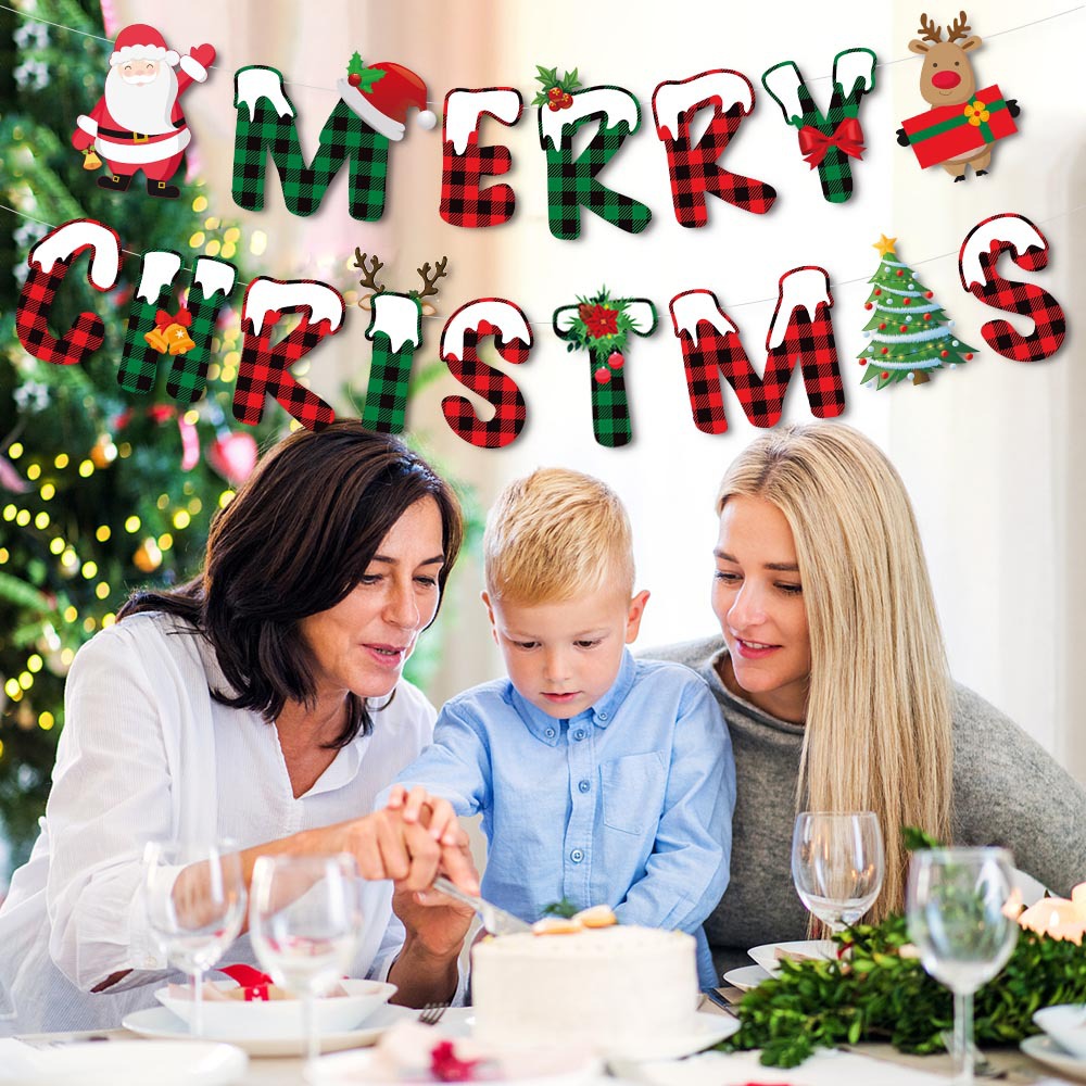 Nueva Navidad fiesta decoración tire bandera centro comercial atmósfera diseño feliz Navidad tirar bandera tirar flor