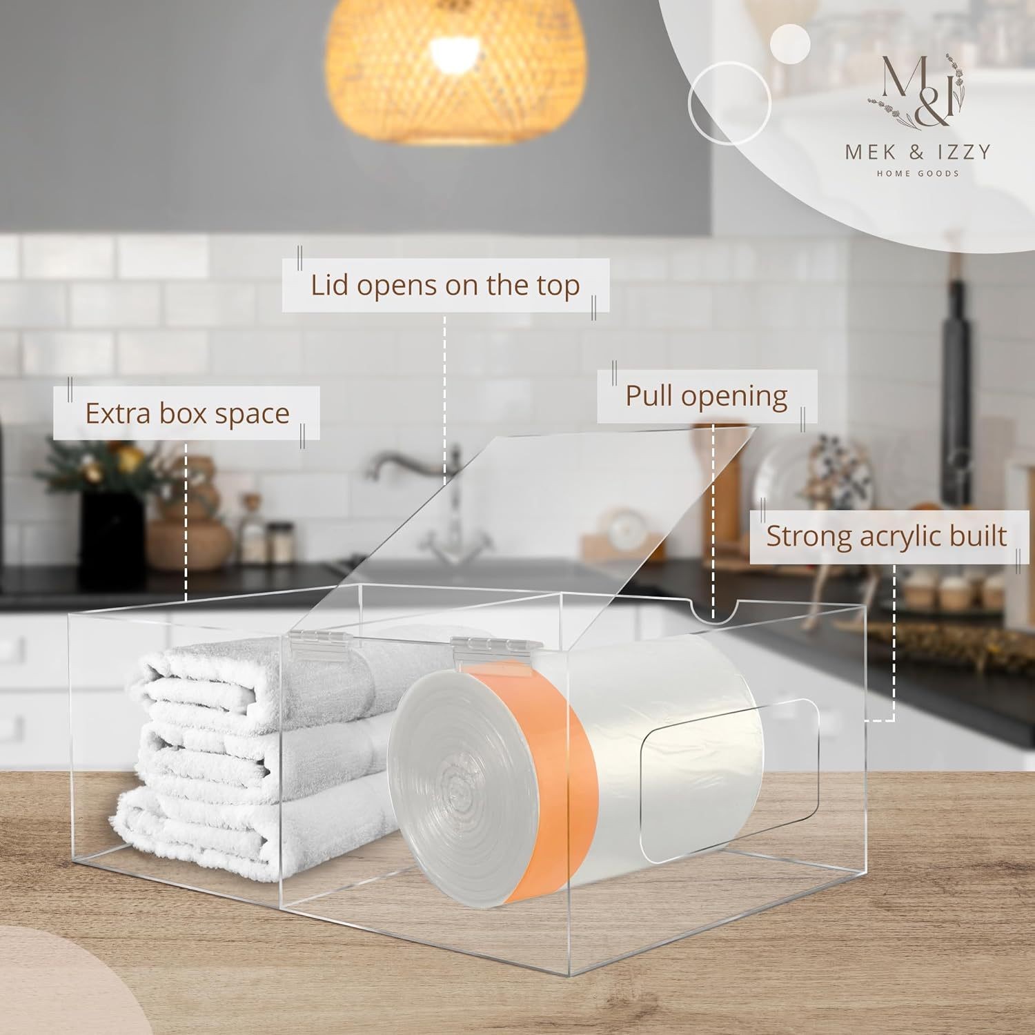 跨境专供透明亚克力垃圾袋收纳盒厨房大号方便袋垃圾袋分配器支架