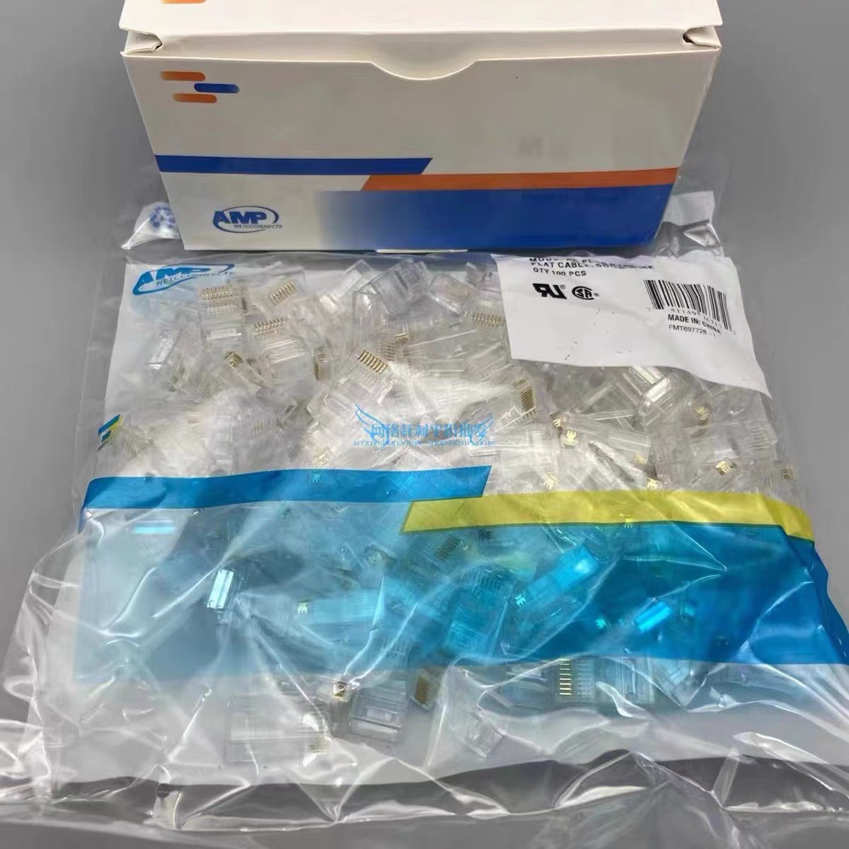 AMP安普超五类非屏蔽水晶头RJ45网络百兆接线头8P8C网线接头纯铜