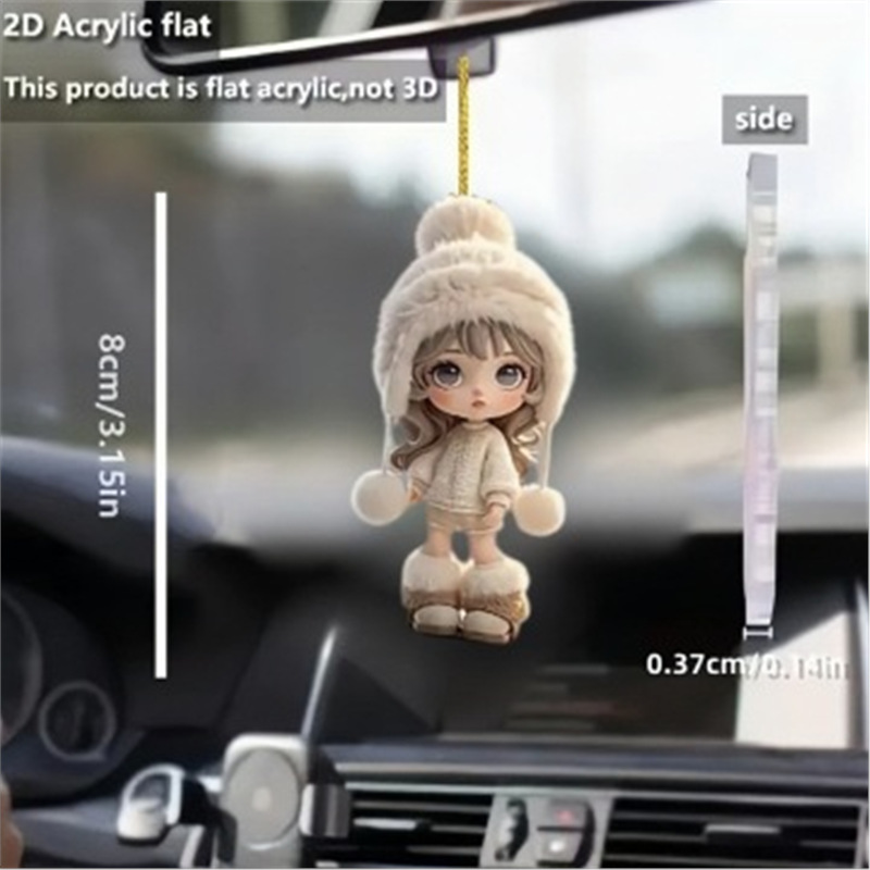 Nuevo plano acrílico transfronterizo para adorable té de leche gatos colgantes de automóviles fiestas colgantes de decoración del hogar