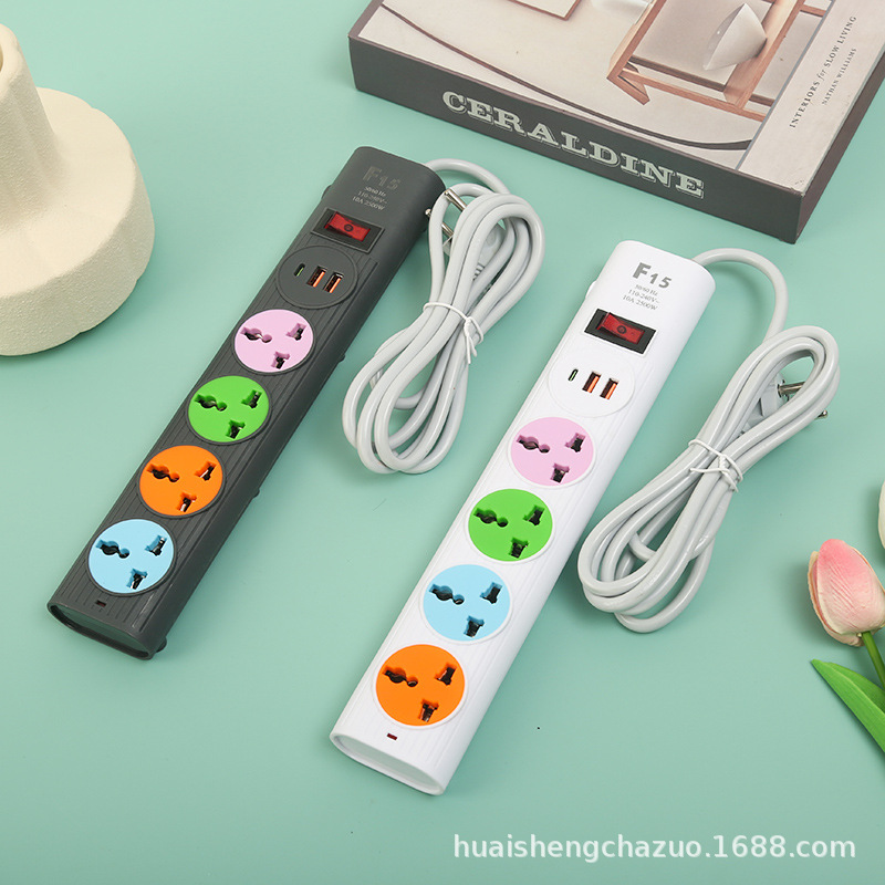 多功能接线板美标欧标英标带线电源USB外贸插排智能多孔插座办公