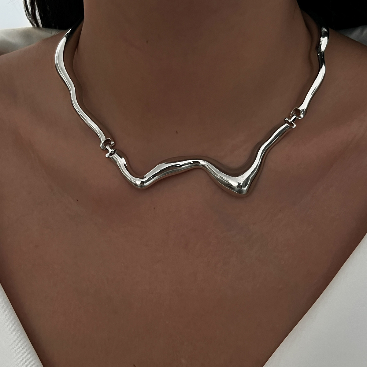 Choker Classification Alloy Chain Material Streetwear Waves Alloy Choker Wholesale