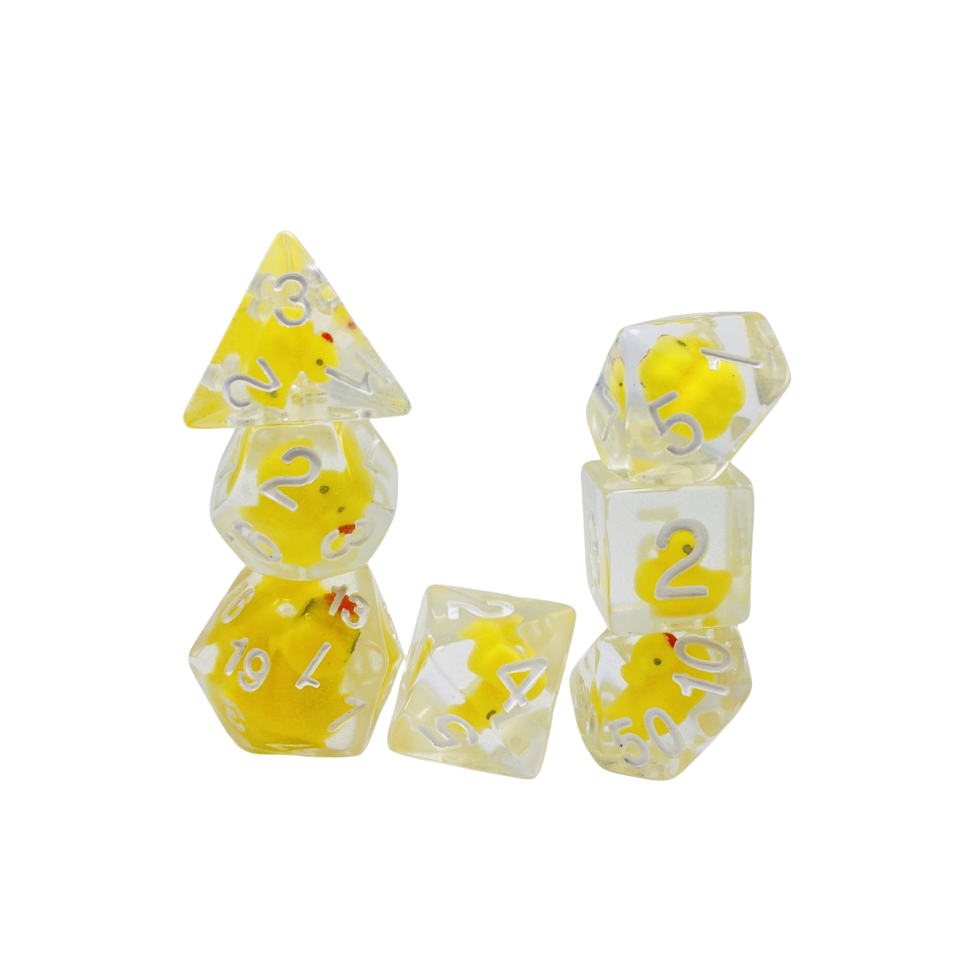 흰색 글자가 새겨진 수지 투명 코어 오리