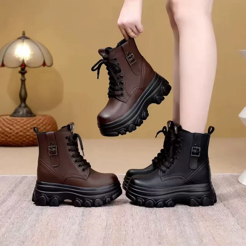 Martens, модные универсальные демисезонные флисовые ботинки на платформе, корейский стиль