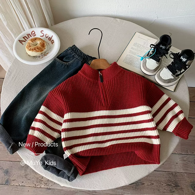 木野冬季加厚毛衣湖州织里童装男童韩版洋气针织上衣儿童保暖服饰