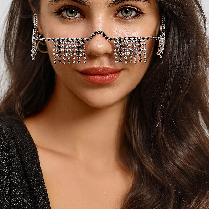 Marcos de gafas de moda europea y americana de alta calidad, joyas faciales de diamante, accesorios de hip-hop, marcos de gafas femeninas