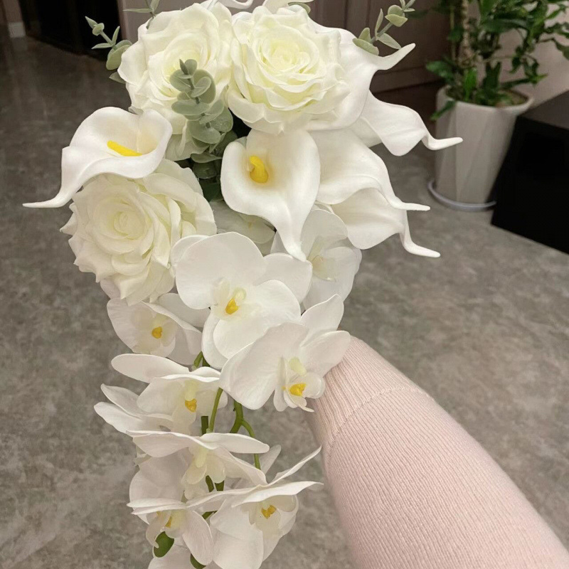 旅拍园林风婚纱摄影道具美学拍照婚礼瀑布水滴仿真新娘手捧花|undefined