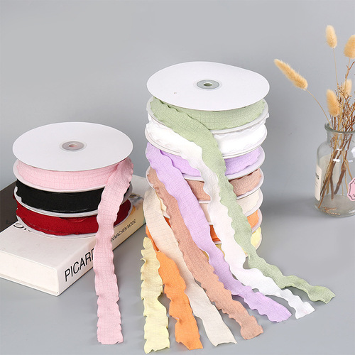 4cm Lotus Leaf Wavy Edge Fish Tail Chiffon Ribbon Bow Fresh Flowers Cake Valentine's Day Bouquet Cover Weaving Ribbon