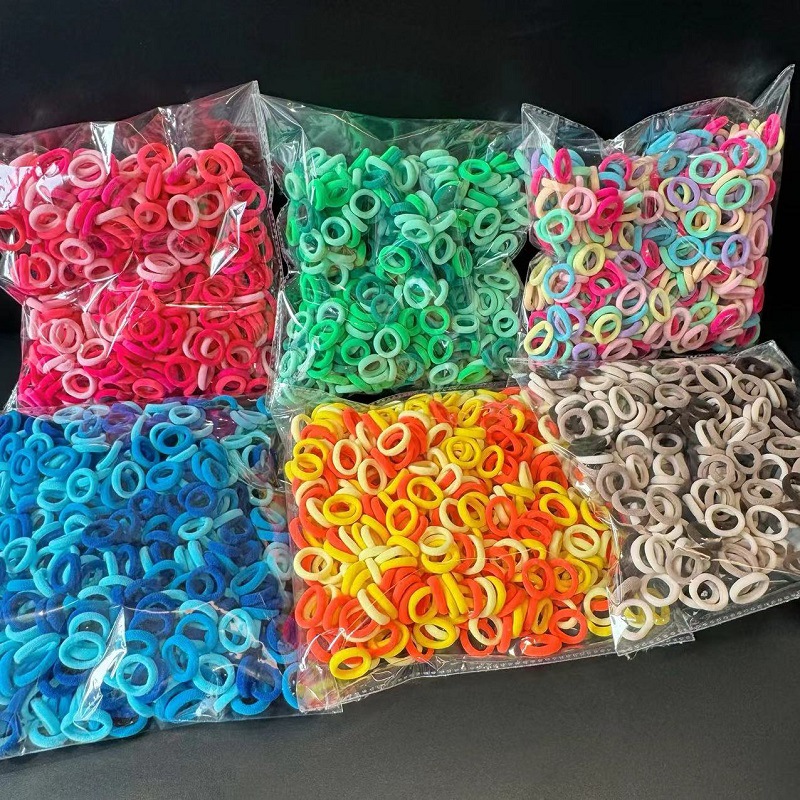 500 Packs Seamless Towel Ring Children's Rubber Band Baby Hair Band Does Not Harm Hair Rope Thumb Ring Girls' Head Rope