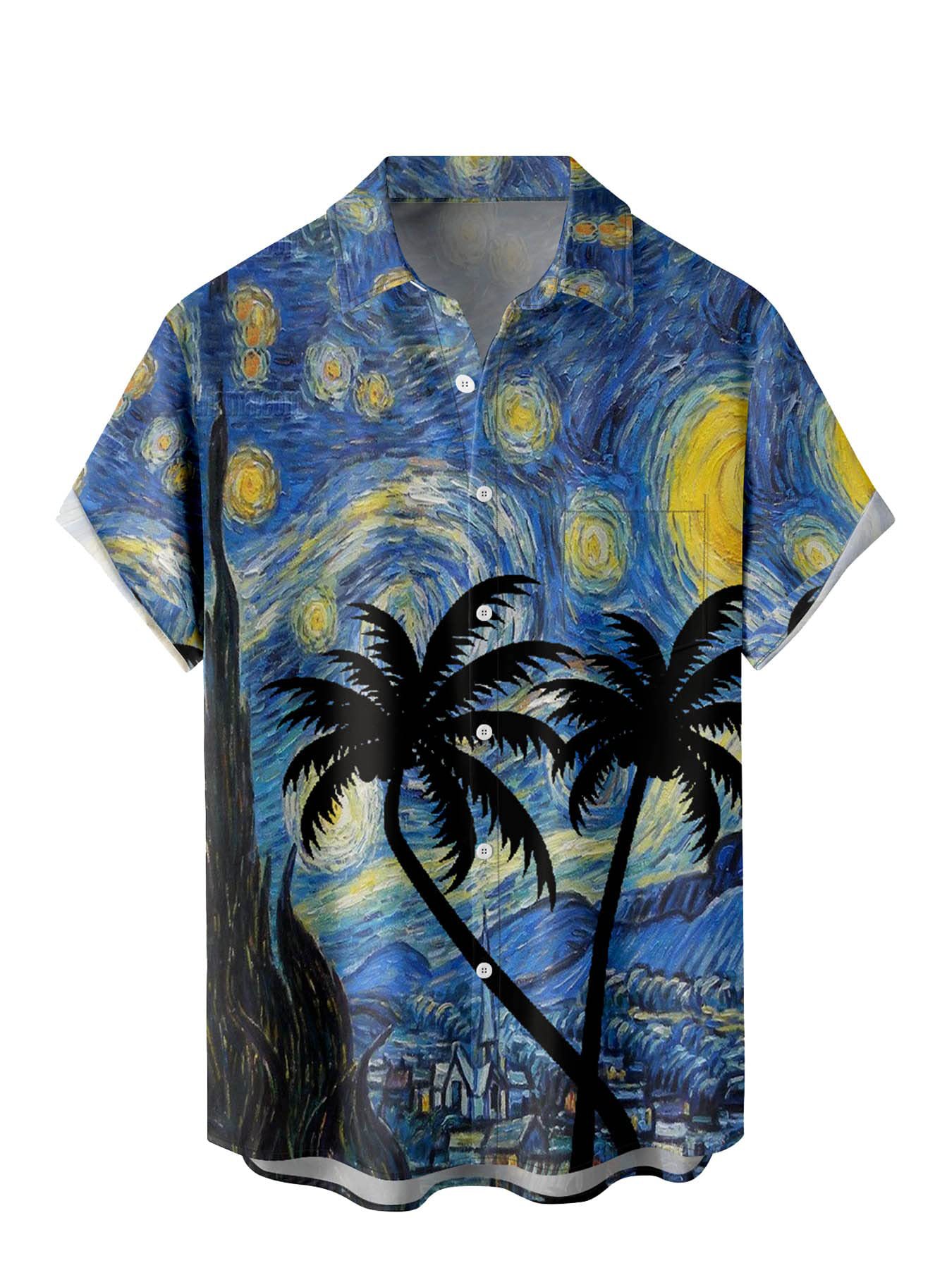 Chemise Hawaïenne Homme – Manches Courtes, Imprimé Aloha, 100% Coton, Tailles S à 2XL