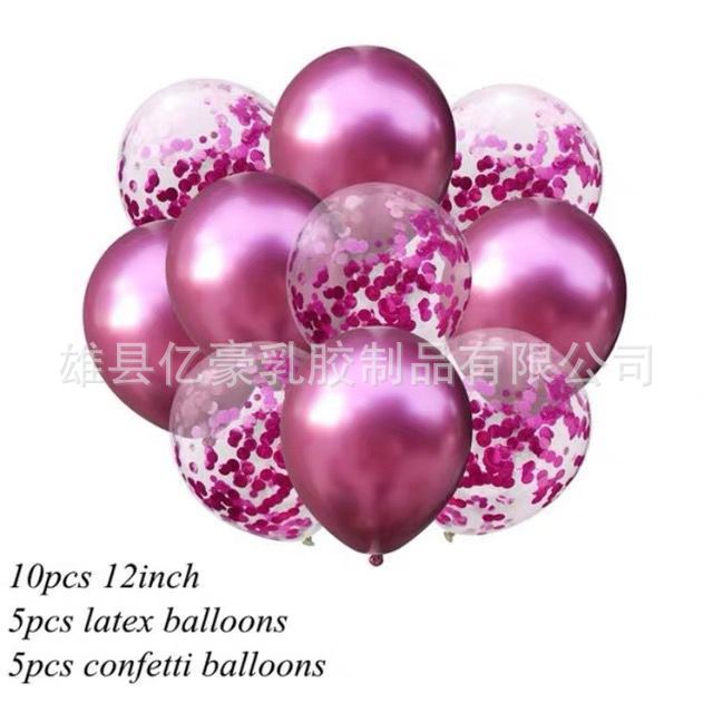 Transfronterizo 12 pulgadas transparente lentejuelas globos de metal combinación fiesta decoración de cumpleaños rojo en línea engrosado lentejuelas globos