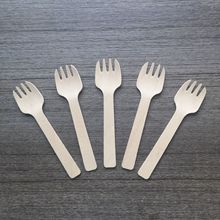 一次性木刀叉勺  桦木餐具 105mm木叉勺   一次性蛋糕木叉