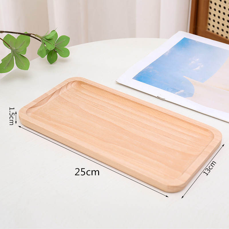 Bandeja de madera maciza estilo japonés, plato rectangular de almacenamiento, plato creativo para frutas, plato de madera de haya para desayuno, bandeja de madera para aperitivos.