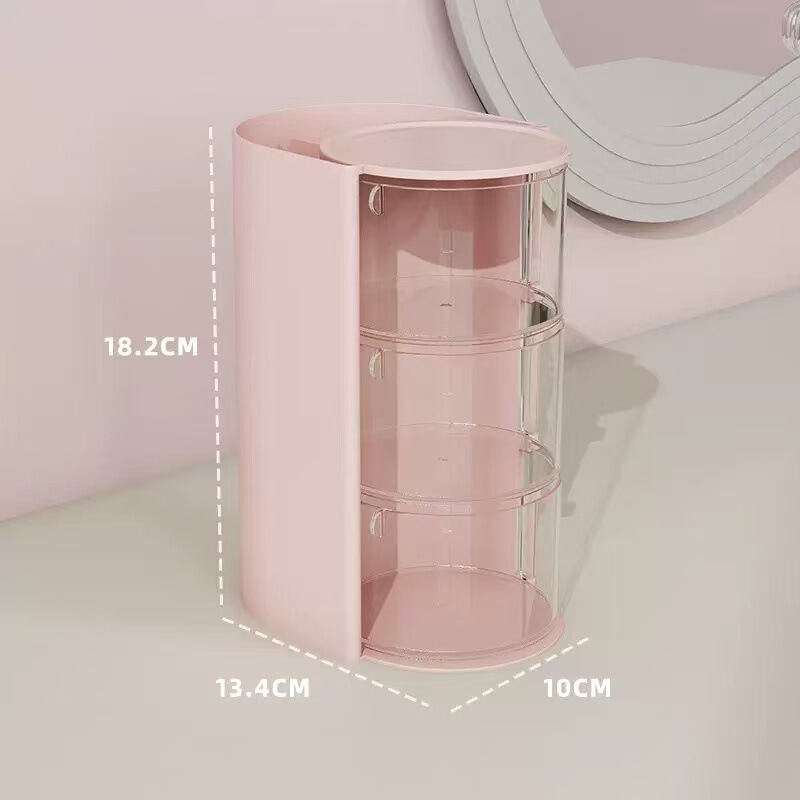 多功能化妆品收纳盒储物分格化妆刷收纳桶透明旋转美妆蛋置物盒|undefined