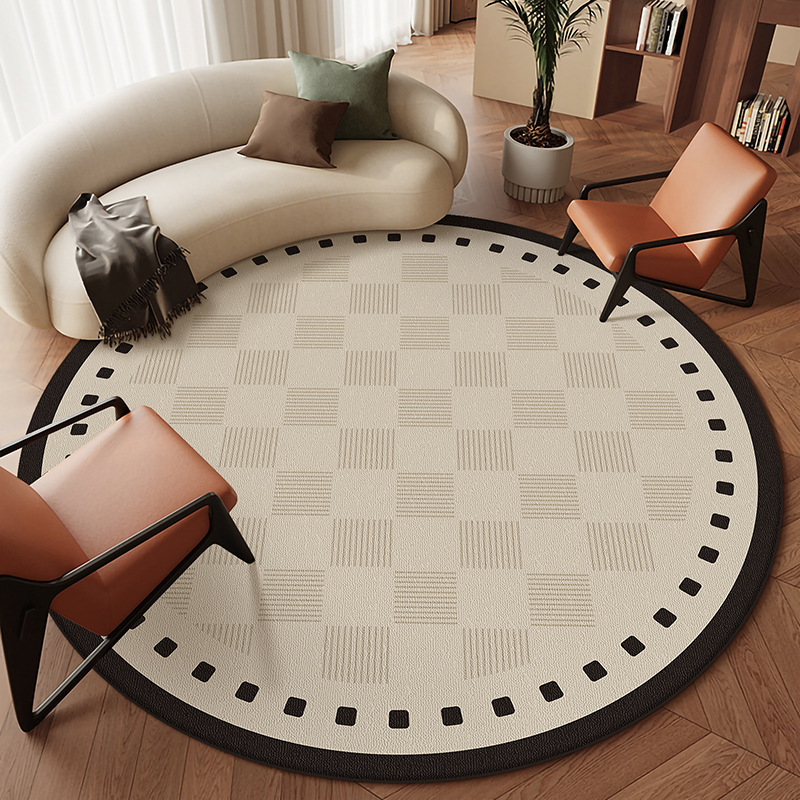 Carpet Living Room French High-End Round Easy-Care Crystal Velvet Carpet Home Bedroom Table and Chair Decorative Carpet