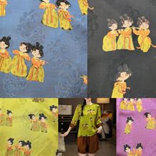 新中式春夏气质套装人丝香云纱唐风美人老钱风印花布料轻奢复古