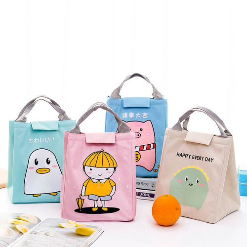 New Waterproof Lunch Bag with Cartoon Animal Design, Large Insulated Handbag, Creative Cute Ice Bag