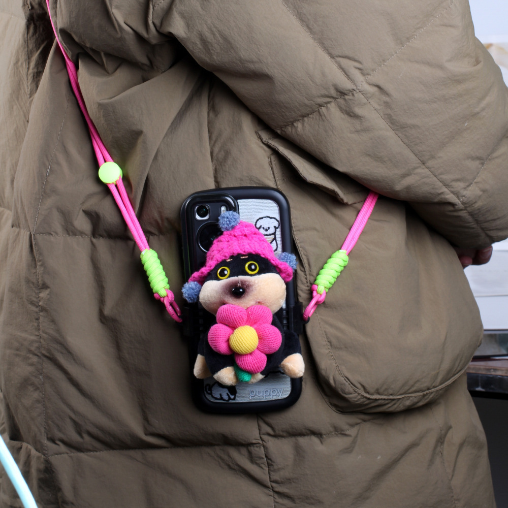 Abeja perrito muñeco de peluche para teléfono móvil clip mochila niña compras bolsa de teléfono móvil dibujos animados lindo cachorro colgante