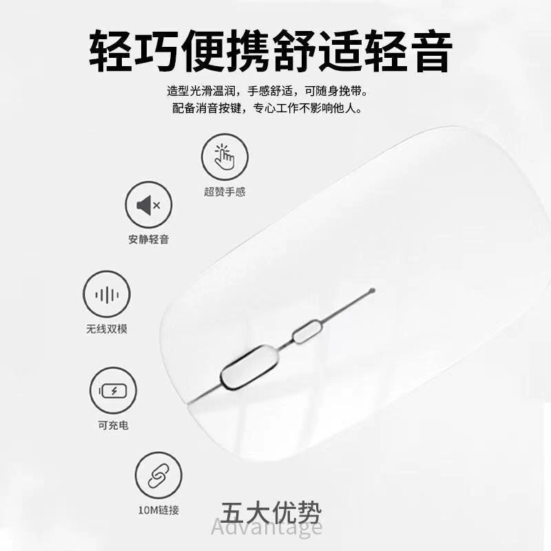 Ультратонкая Bluetooth-мышь Q1/Q2, бесшумная перезаряжаемая или на батарейках, Type-C и 2.4G