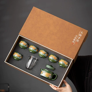 原矿紫砂茶具套装功夫泡茶壶大口汉瓦绿泥紫砂壶高档礼盒装定制