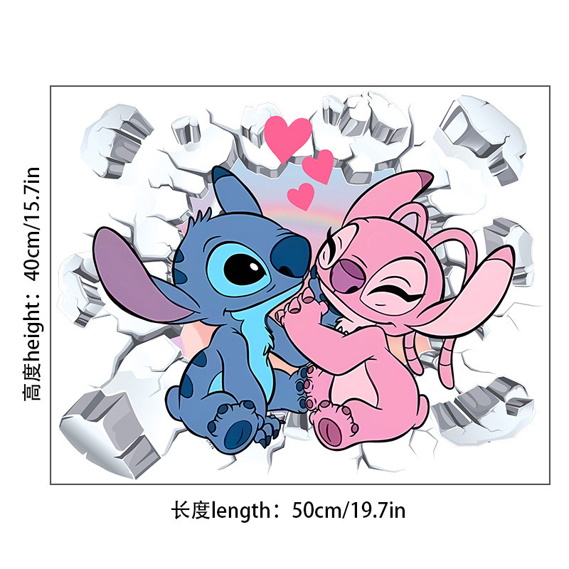 Cartoon transfronterizo Sticky pared pegatinas tridimensionales a través de la pared decoración de la pared de la habitación de niños pegatinas autoadhesivas diseño de fondo creativo