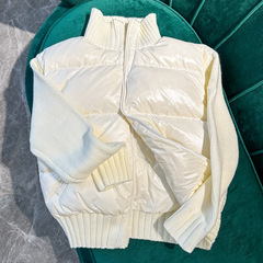 现货m蒙家外套女款高端高版本必蒙口羽绒服工厂鹅绒服针织袖拼接