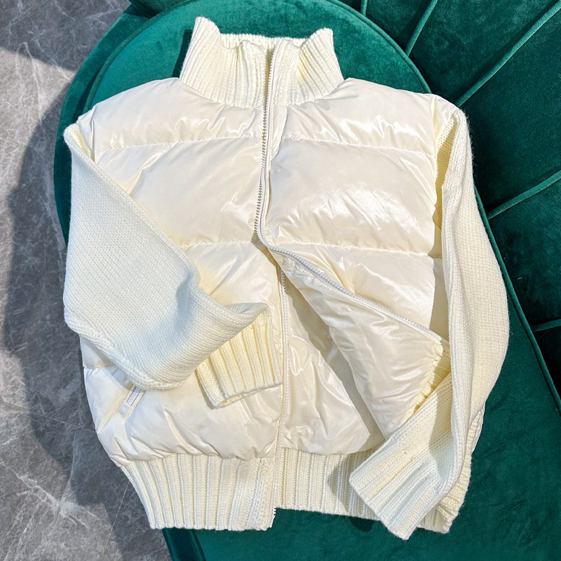 现货m蒙家外套女款高端高版本必蒙口羽绒服工厂鹅绒服针织袖拼接|undefined