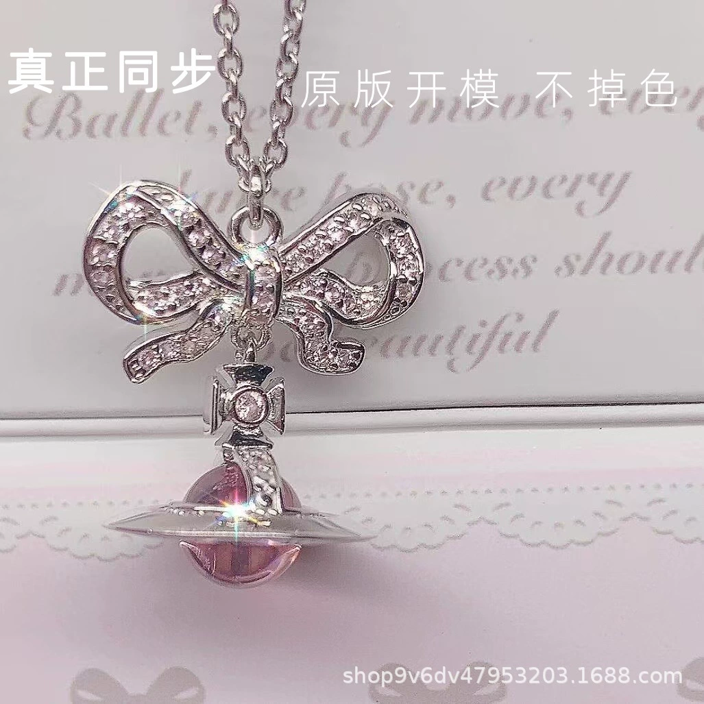 Ожерелье-бант, трехмерная цепь для сумки-ключа, инкрустировано Diamond, стиль light luxury