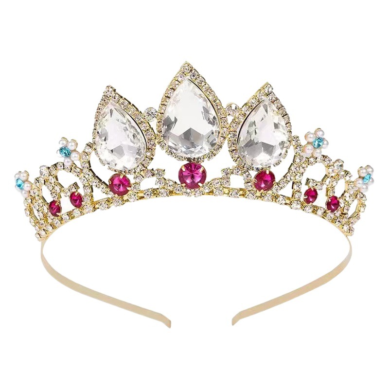 European and American ladies hair band headdress large crystal cute Crown popular diamond hair crown children's crown hair band wholesale