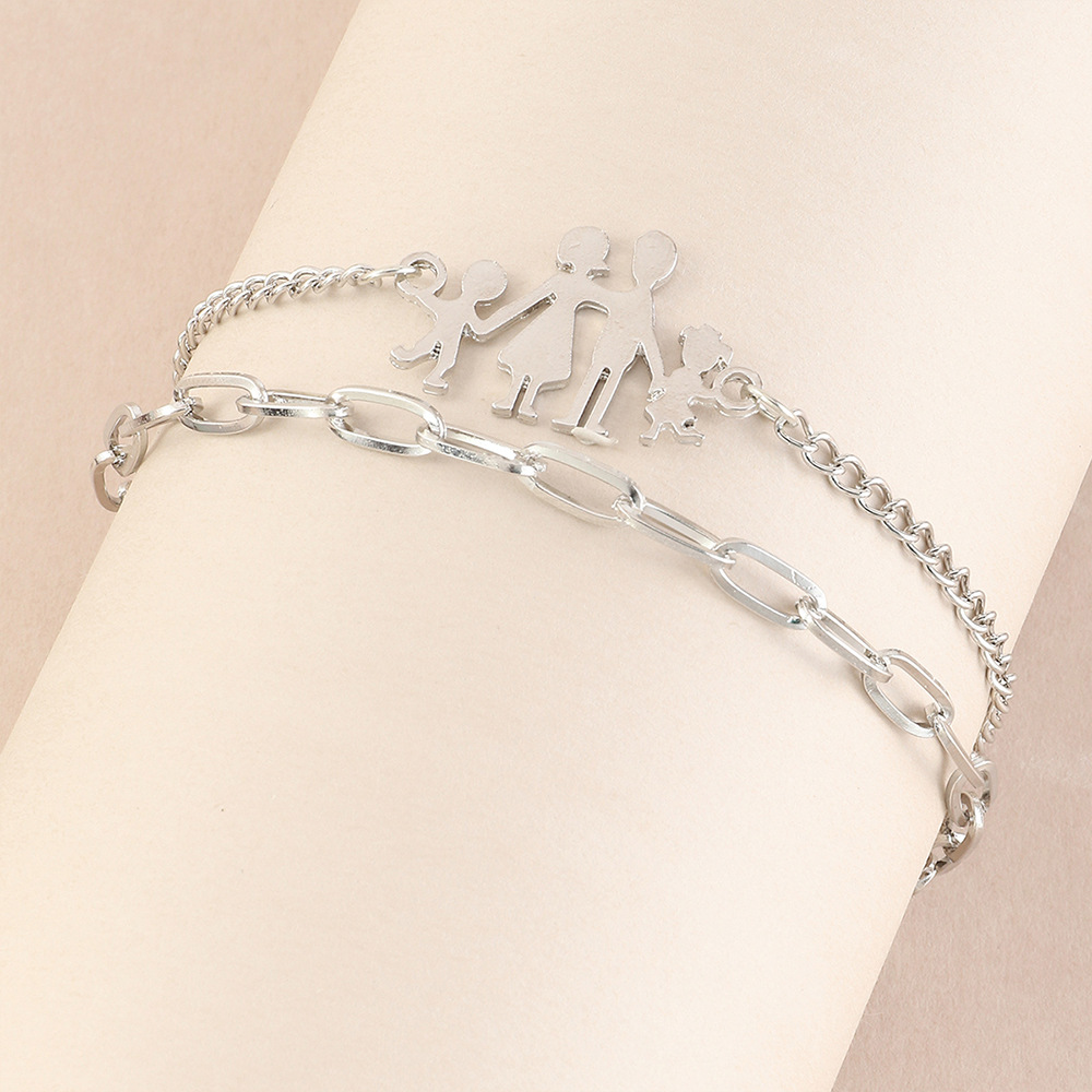 Family Metal Double-layer Superimposed Adjustable Fashion Alloy Jewelry Bracelet display picture 5