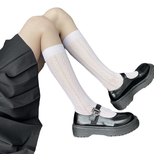 jk lace socks mesh socks mid-tube Japanese pile socks women's summer thin transparent Lolita Korean lace socks