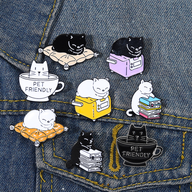 Mignon Chat Alliage Vernis Au Four Broches display picture 5