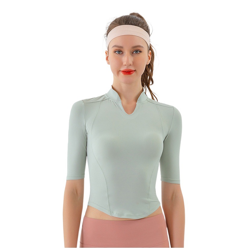 Lulu misma ropa de Yoga para Mujeres primavera y verano nube sensación delgada correr deportes Top adelgazamiento de secado rápido transpirable fitness manga corta