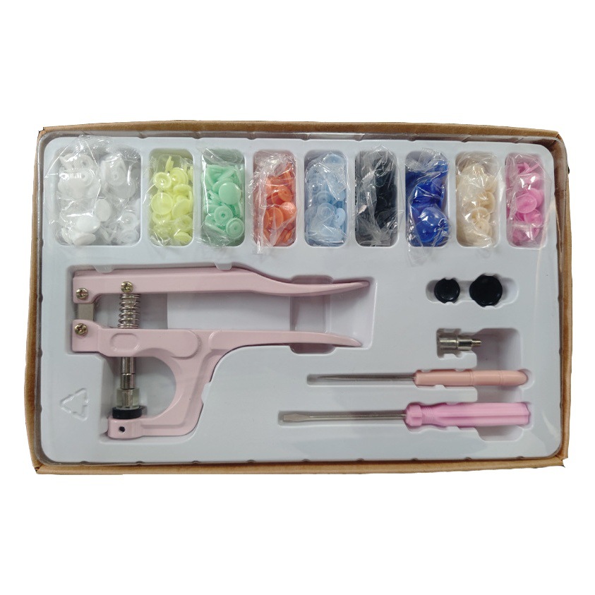 Cross-border Amazon T5 resina hebilla de cuatro articulaciones oscuro Prensa niño y madre hebilla Botón de los niños mano prensa alicates herramienta de instalación traje