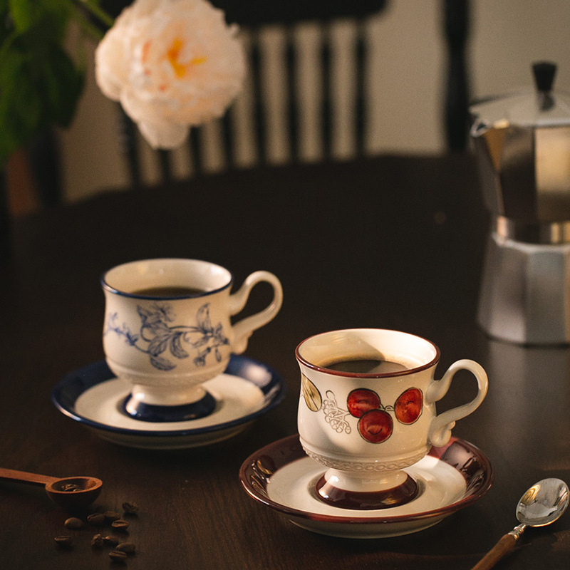 Antique Ceramic Coffee Cup and Saucer suit Light Luxury High-end Afternoon Tea Cup Flower Tea Cup Mug Latte Flower Cup Antique Ceramic Coffee Cup and Saucer suit Light Luxury High-end Afternoon Tea Cup Flower Tea Cup Mug Latte Flower Cup