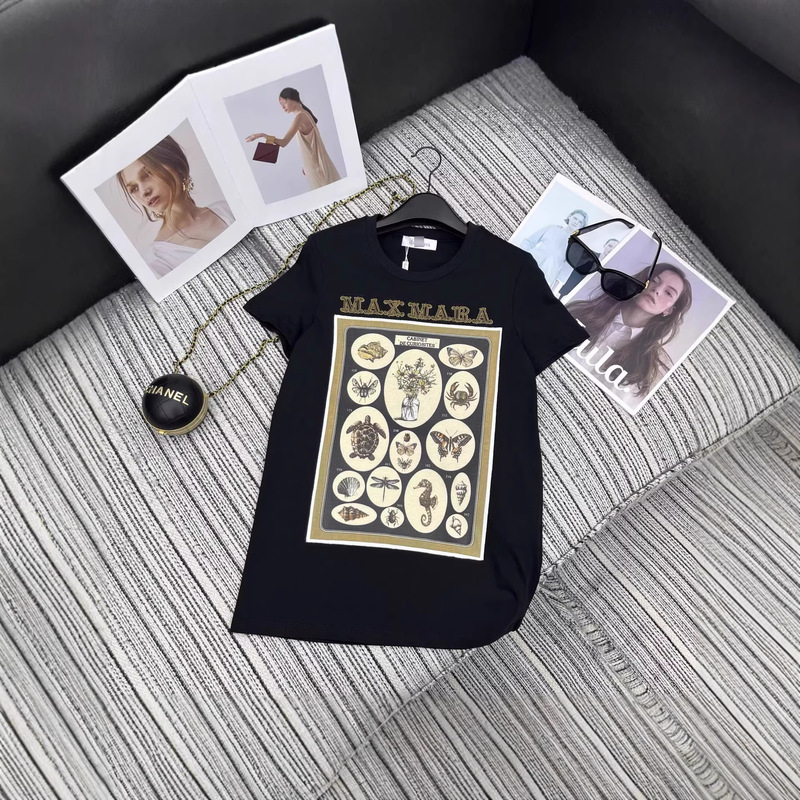 Nanyou Gaodan Women's Clothing 2026 Spring/Summer Max New Style Top with Letter Print Pattern Short Sleeve Round Neck T-Shirt for Women