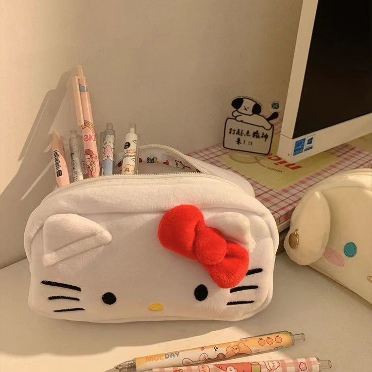 新しいかわいいぬいぐるみ猫ins風筆袋高颜値日系アニメ大容量学生文房具収納袋|undefined