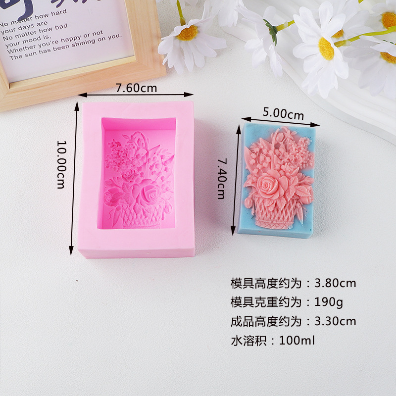 Herramientas de horneado cestas de flores de azúcar molde de pastel chocolate molde de silicona de grado alimenticio molde de jabón hecho a mano molde de jabón al por mayor