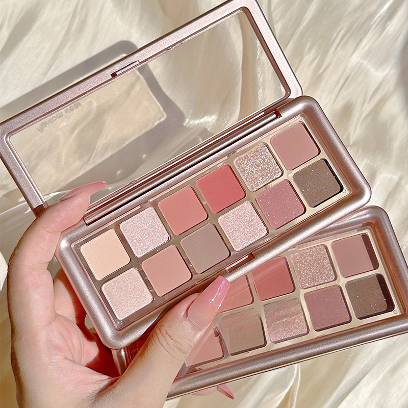 Phantom bear cement plate 12 color eye shadow high sense shiny pearl diamond matte gray powder earth color