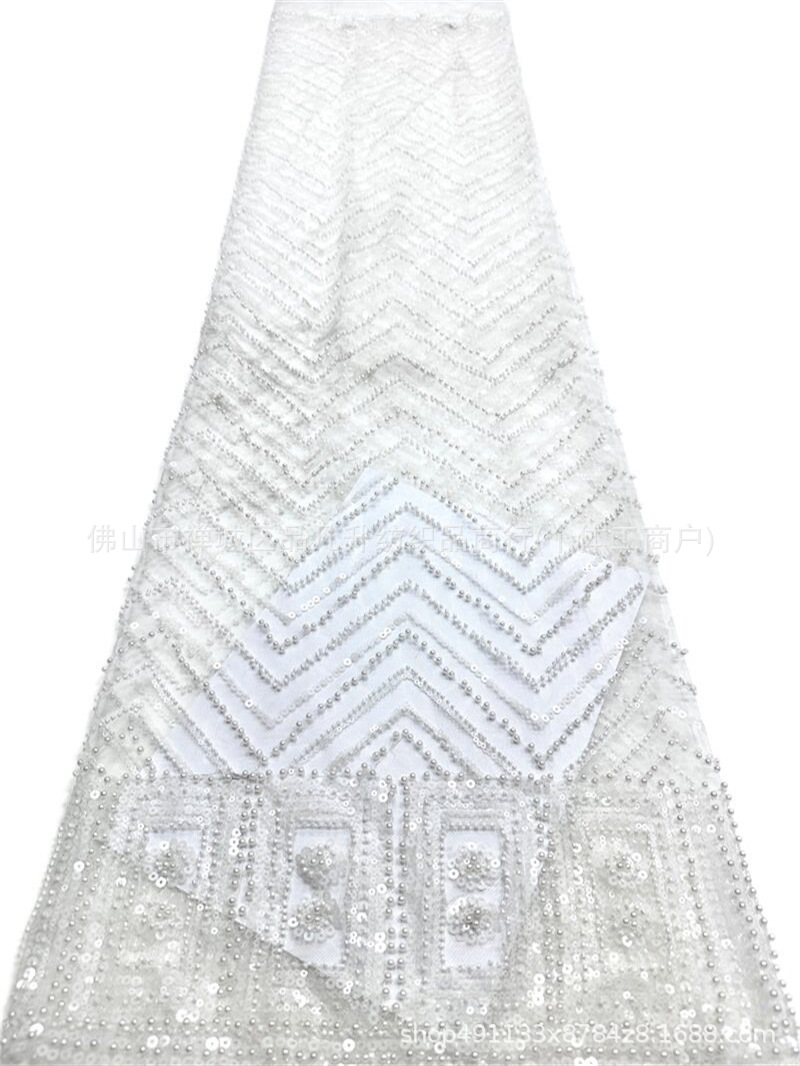 Moda nacional ropa de escenario ropa de rendimiento ropa de tela de bordado de perlas de la industria pesada sequinilla tela de bordado de perlas al por mayor