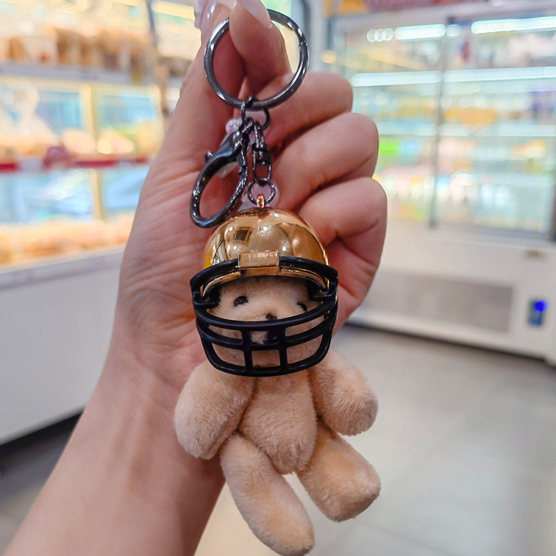 Ins Style Korean Helmet Pendant Cute Keychain Hanging Decoration Backpack Accessories Motorcycle Bear Small Gift 168_voghion.com